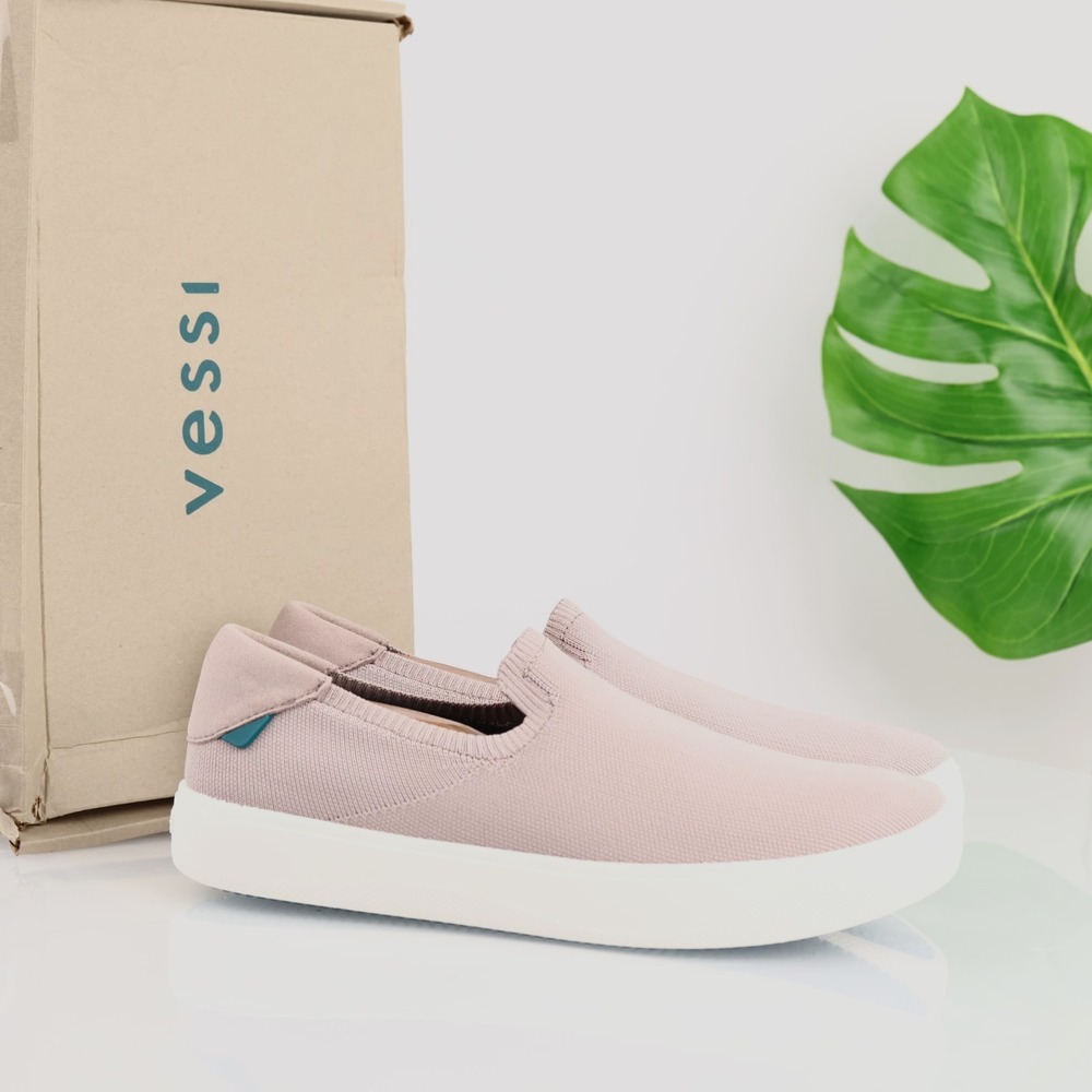 Vessi Womens Boardwalk Slip-On Sneakers Size 8 Waterproof Mauve Pink Flat Shoes